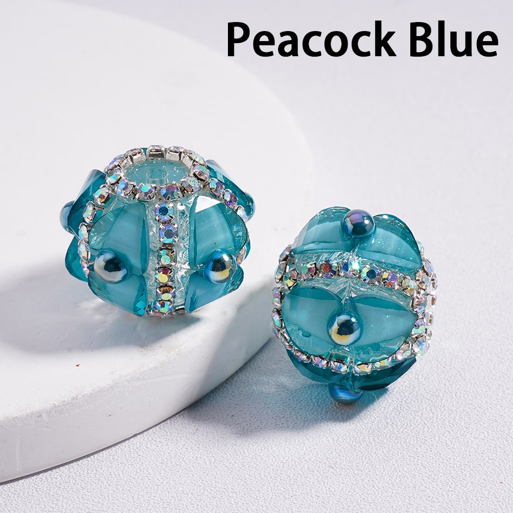 Acrylic Beads Shiny Heart & AB Rhinestones Round Pearls Multi-Color 20MM