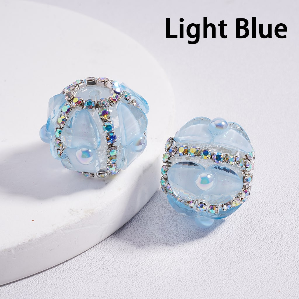 Acrylic Beads Shiny Heart & AB Rhinestones Round Pearls Multi-Color 20MM