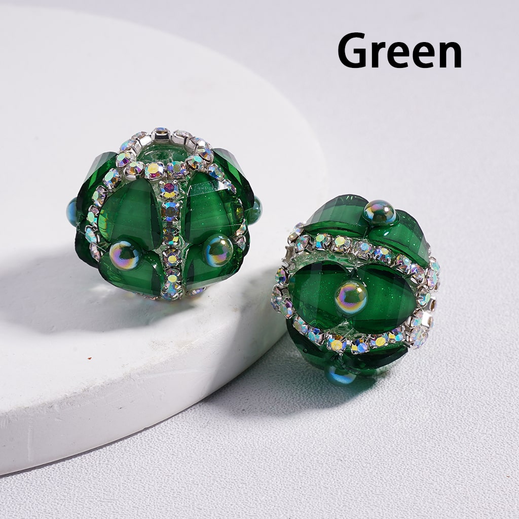 Acrylic Beads Shiny Heart & AB Rhinestones Round Pearls Multi-Color 20MM