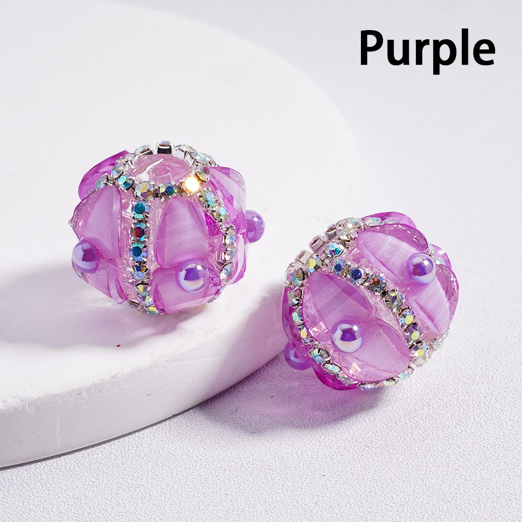 Acrylic Beads Shiny Heart & AB Rhinestones Round Pearls Multi-Color 20MM