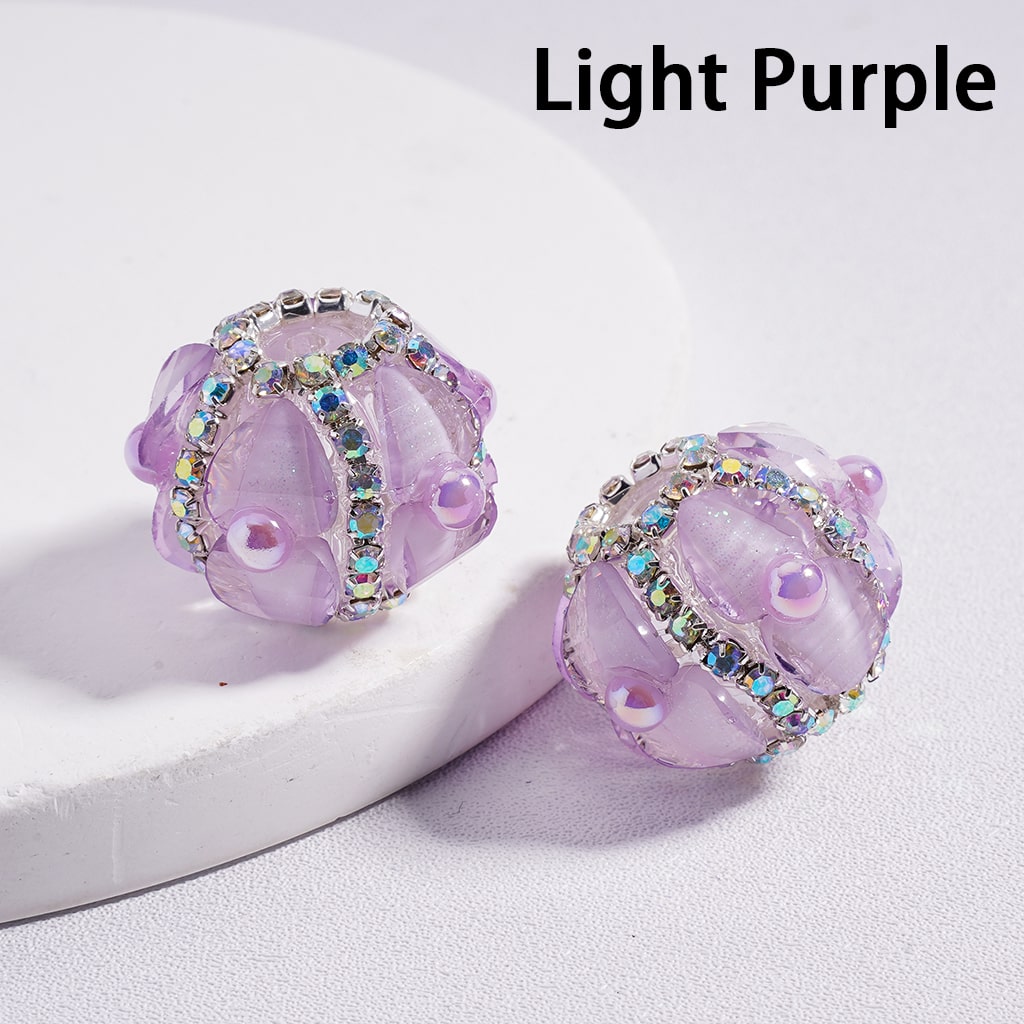 Acrylic Beads Shiny Heart & AB Rhinestones Round Pearls Multi-Color 20MM