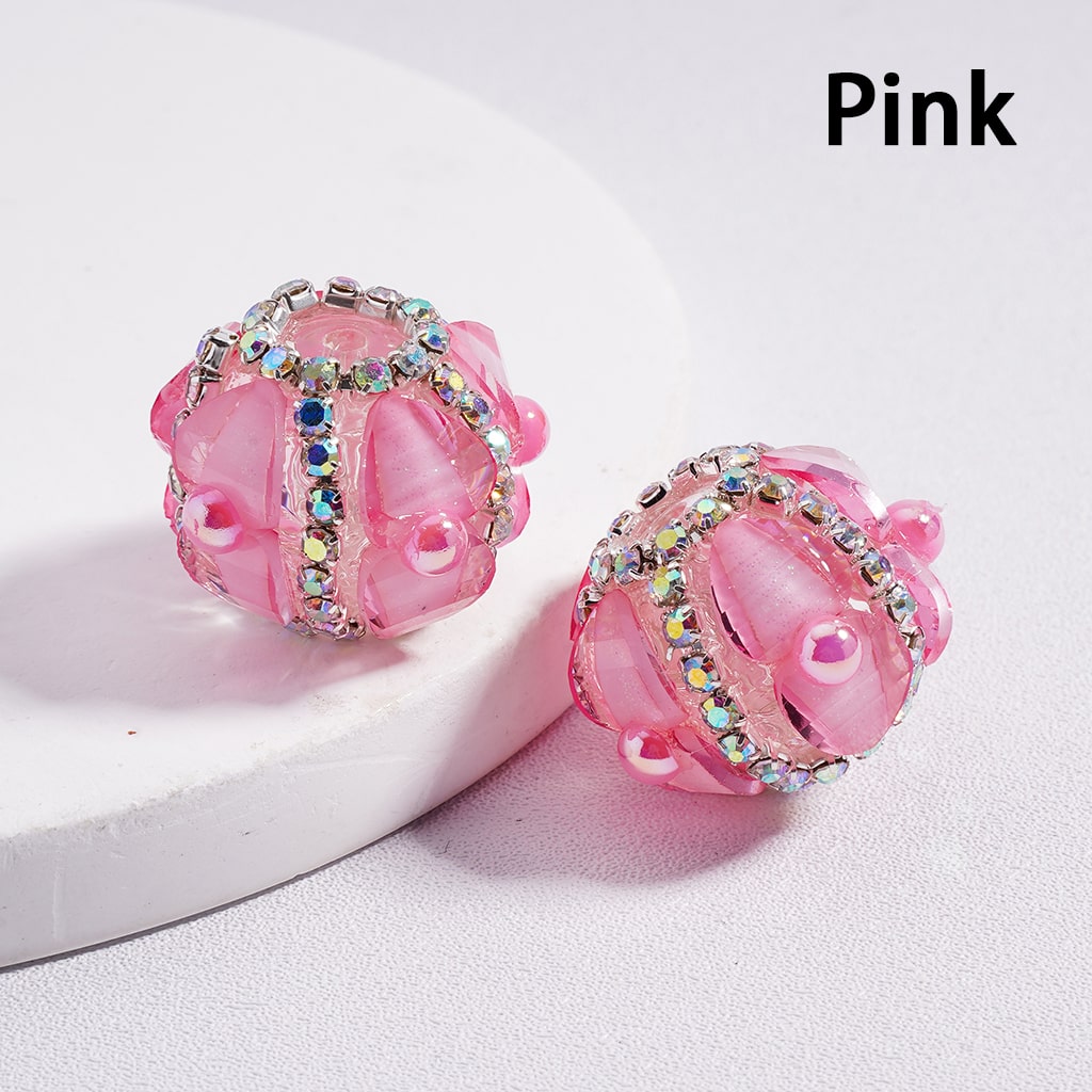 Acrylic Beads Shiny Heart & AB Rhinestones Round Pearls Multi-Color 20MM