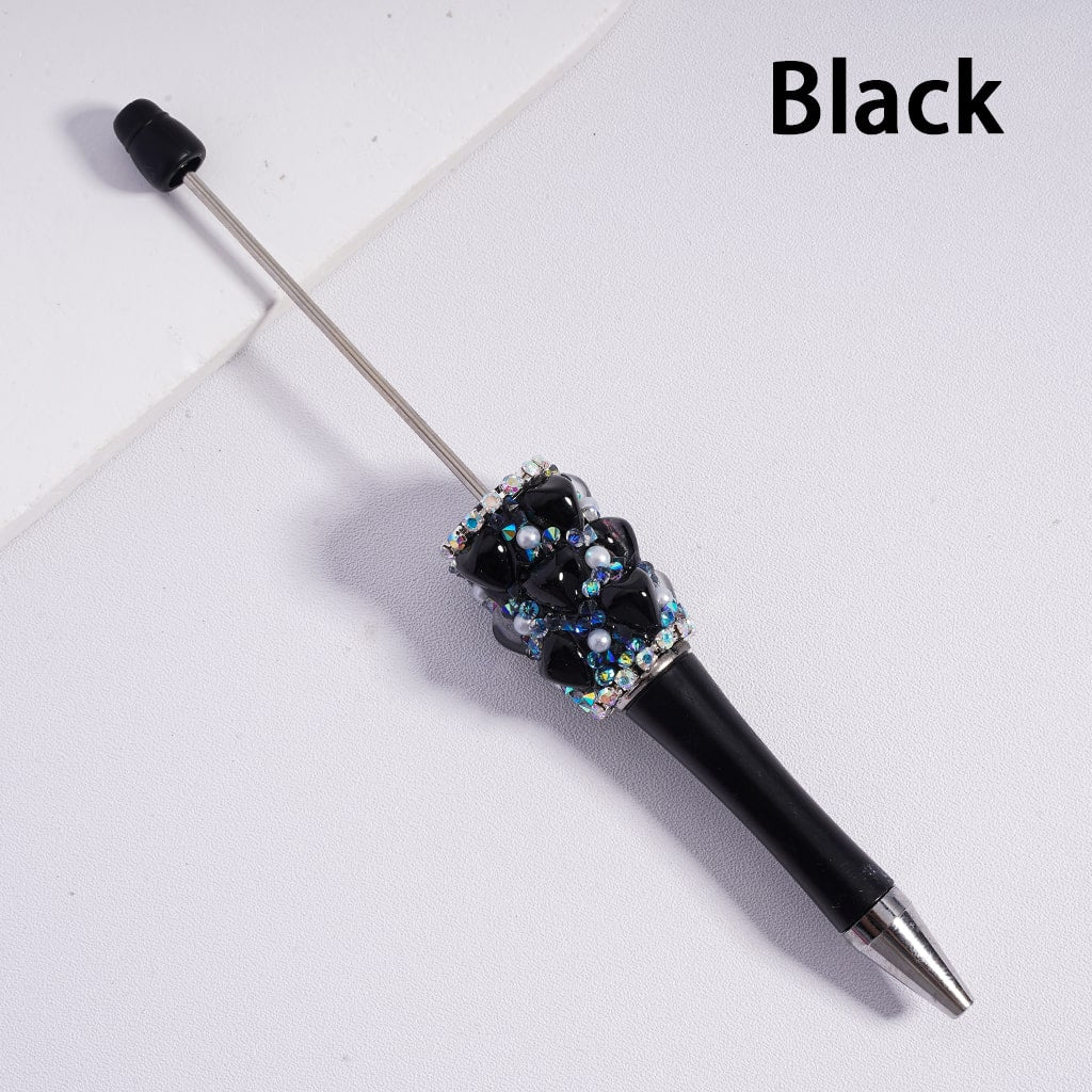 Beadable Pen with Cute Hearts White Pearls AB Rhinestones Chains Multi-Color