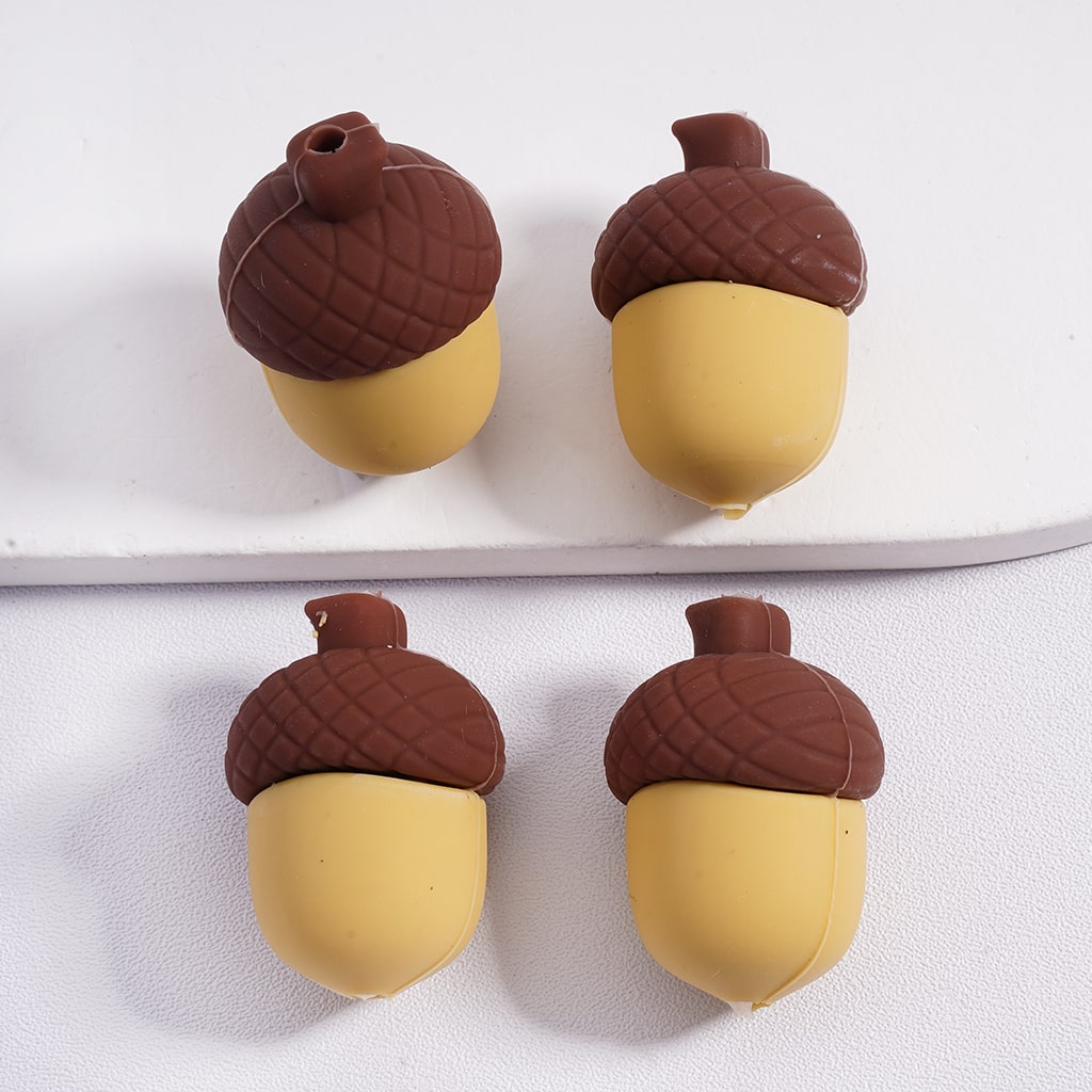Silicone Focal Beads 3D Cute Pine Cone Squirrrel
