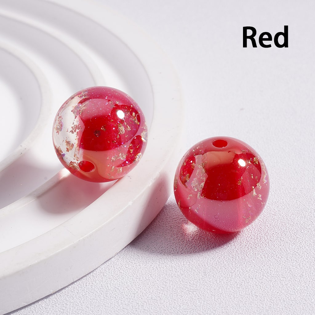 Acrylic Beads Shiny Gold Foil Paper Inside Glitter Multi-Color 16MM (Single Color is available for 100pcs (whole bag) Only)