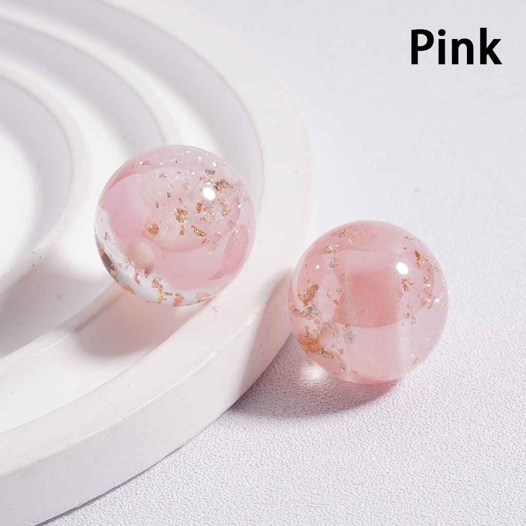 Acrylic Beads Shiny Gold Foil Paper Inside Glitter Multi-Color 16MM (Single Color is available for 100pcs (whole bag) Only)