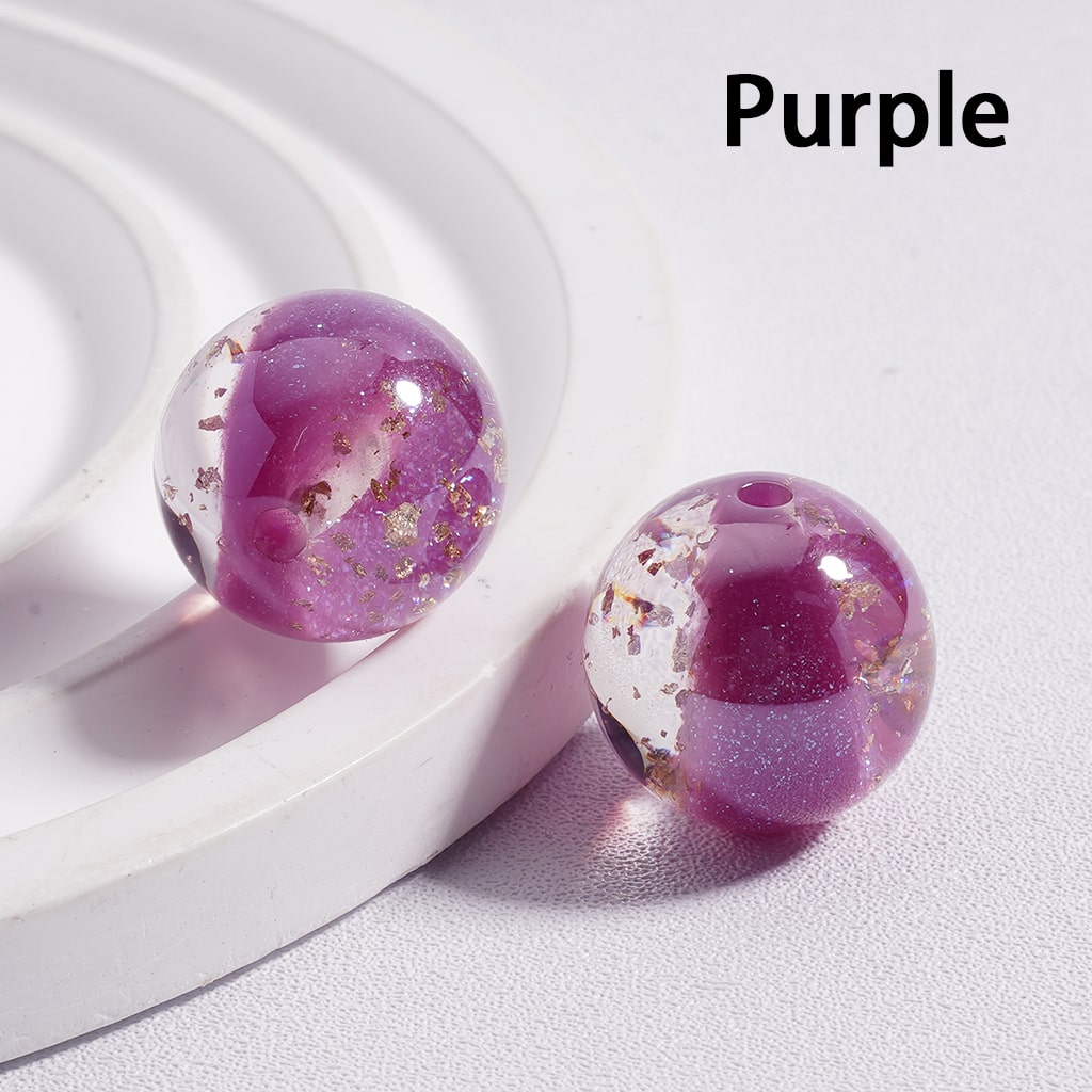Acrylic Beads Shiny Gold Foil Paper Inside Glitter Multi-Color 16MM (Single Color is available for 100pcs (whole bag) Only)