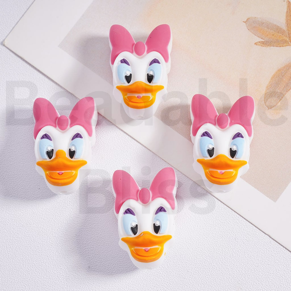 Silicone Focal Beads 3D Cute Donal Dais Duck Head Disne