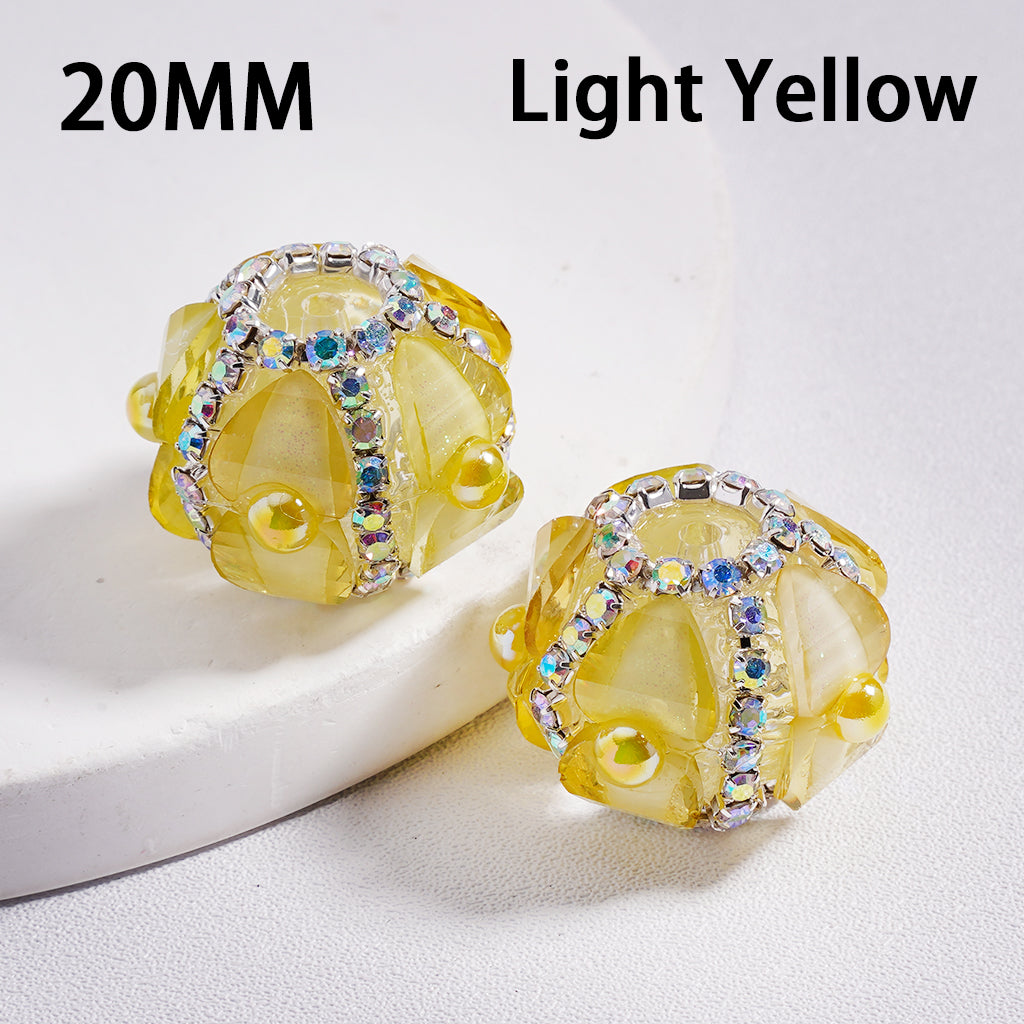 Acrylic Beads Shiny Heart & AB Rhinestones Round Pearls Multi-Color 20MM
