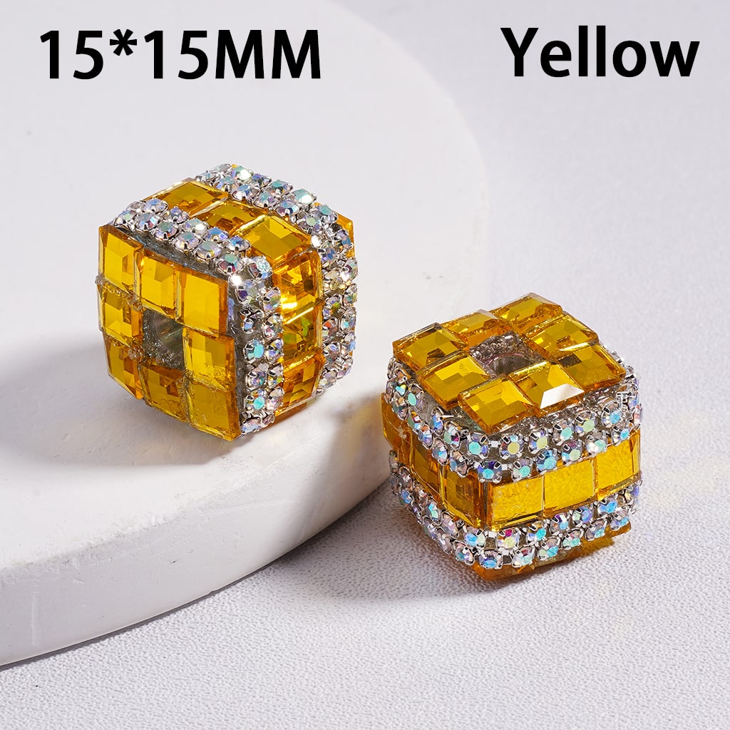 Acrylic Beads Square Cube Shape with Metallic Color Mini Square Rhinestones AB Rhinestones Chains 15*15MM