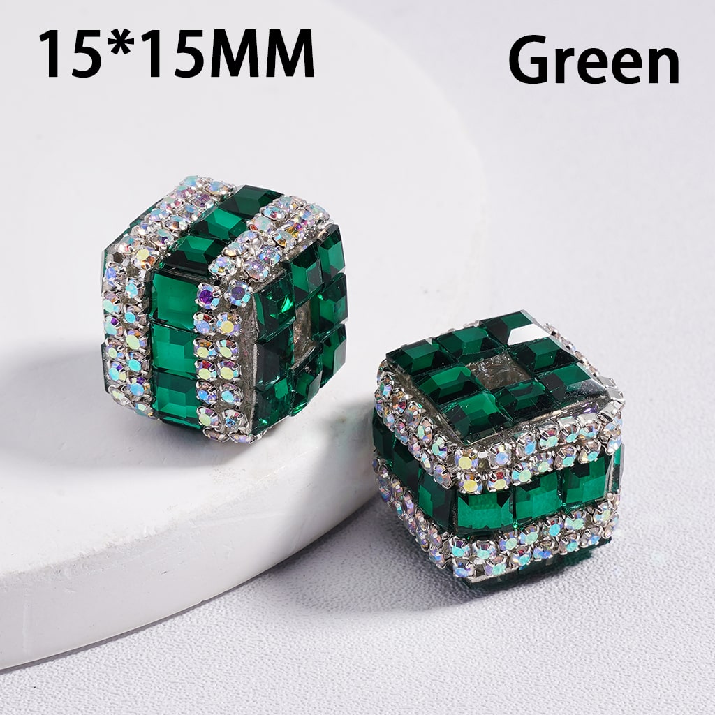 Acrylic Beads Square Cube Shape with Metallic Color Mini Square Rhinestones AB Rhinestones Chains 15*15MM