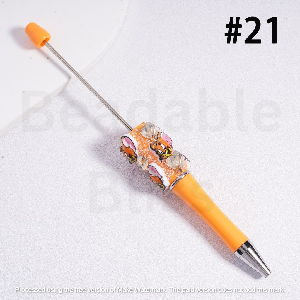 Beadable Pen with Clear Sugar Shiny Hearts Cartoon Capybara Micke Winni the Pooh Alie To Lots Bear James P. Sulliva
