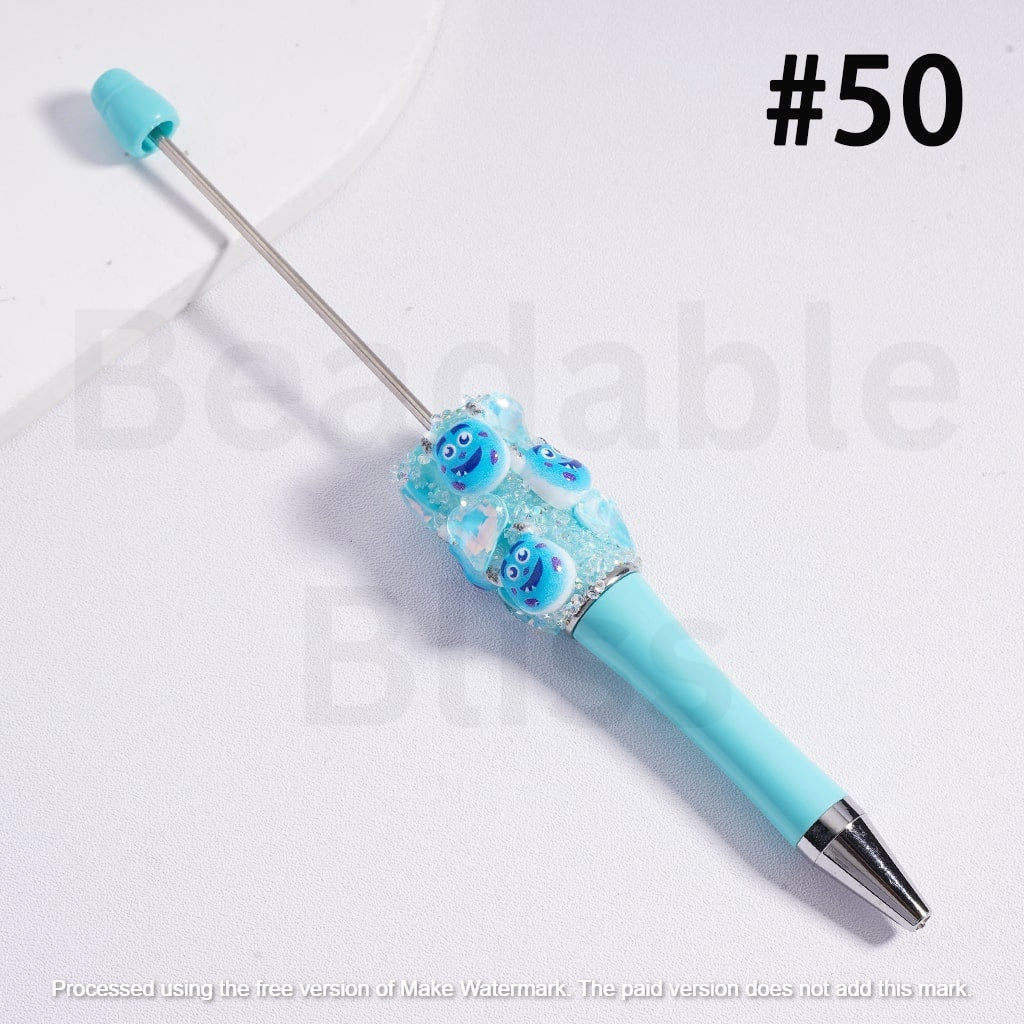 Beadable Pen with Clear Sugar Shiny Hearts Cartoon Capybara Micke Winni the Pooh Alie To Lots Bear James P. Sulliva