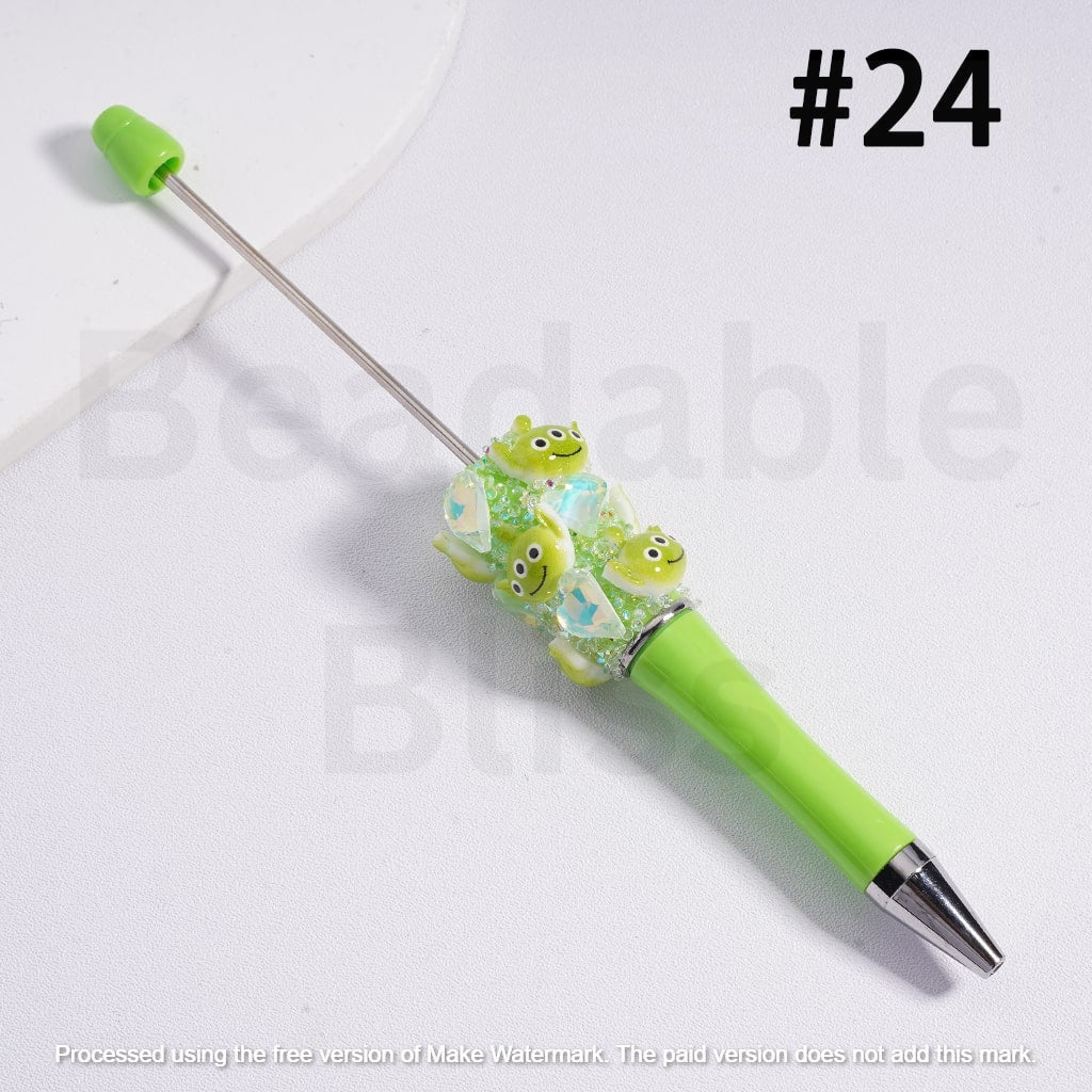 Beadable Pen with Clear Sugar Shiny Hearts Cartoon Capybara Micke Winni the Pooh Alie To Lots Bear James P. Sulliva