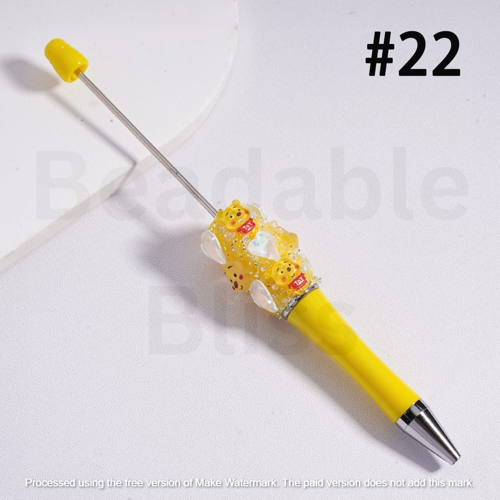 Beadable Pen with Clear Sugar Shiny Hearts Cartoon Capybara Micke Winni the Pooh Alie To Lots Bear James P. Sulliva