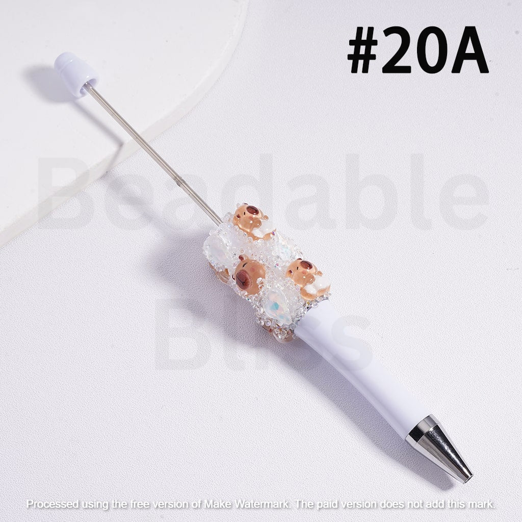 Beadable Pen with Clear Sugar Shiny Hearts Cartoon Capybara Micke Winni the Pooh Alie To Lots Bear James P. Sulliva