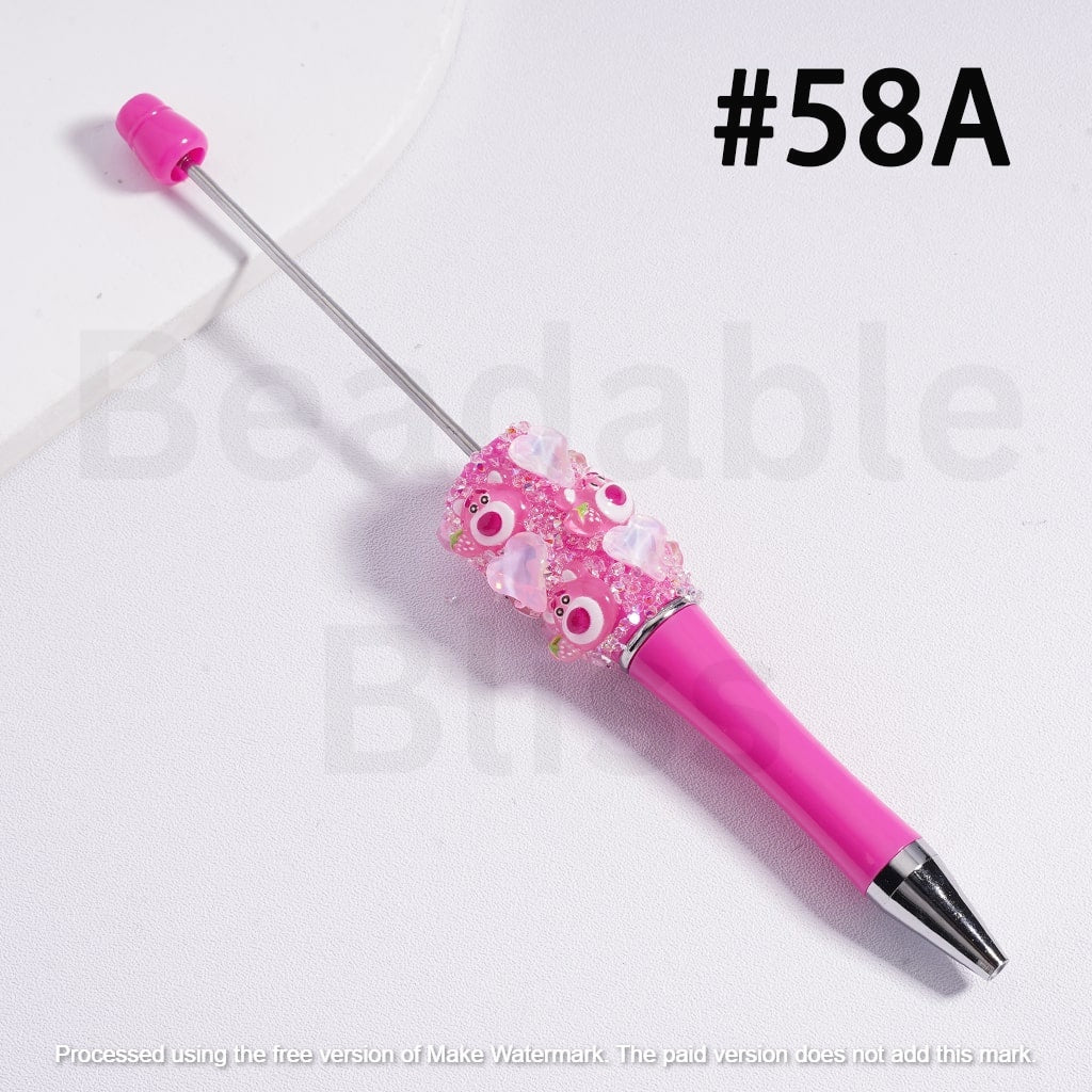 Beadable Pen with Clear Sugar Shiny Hearts Cartoon Capybara Micke Winni the Pooh Alie To Lots Bear James P. Sulliva