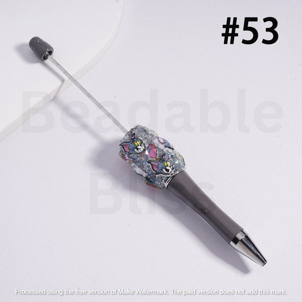 Beadable Pen with Clear Sugar Shiny Hearts Cartoon Capybara Micke Winni the Pooh Alie To Lots Bear James P. Sulliva