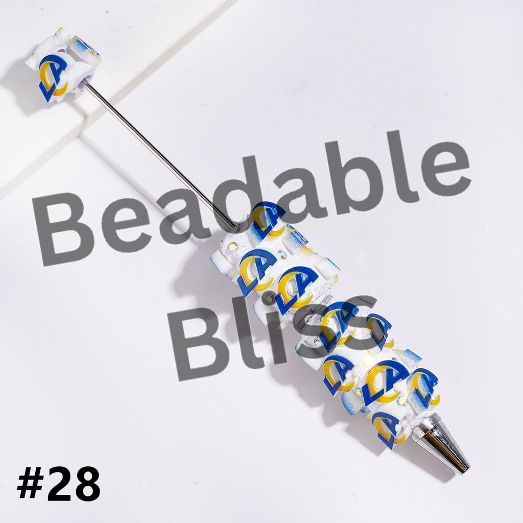 Beadable Clay Pens with American Baseball and Football Team Series and AB Rhinestones