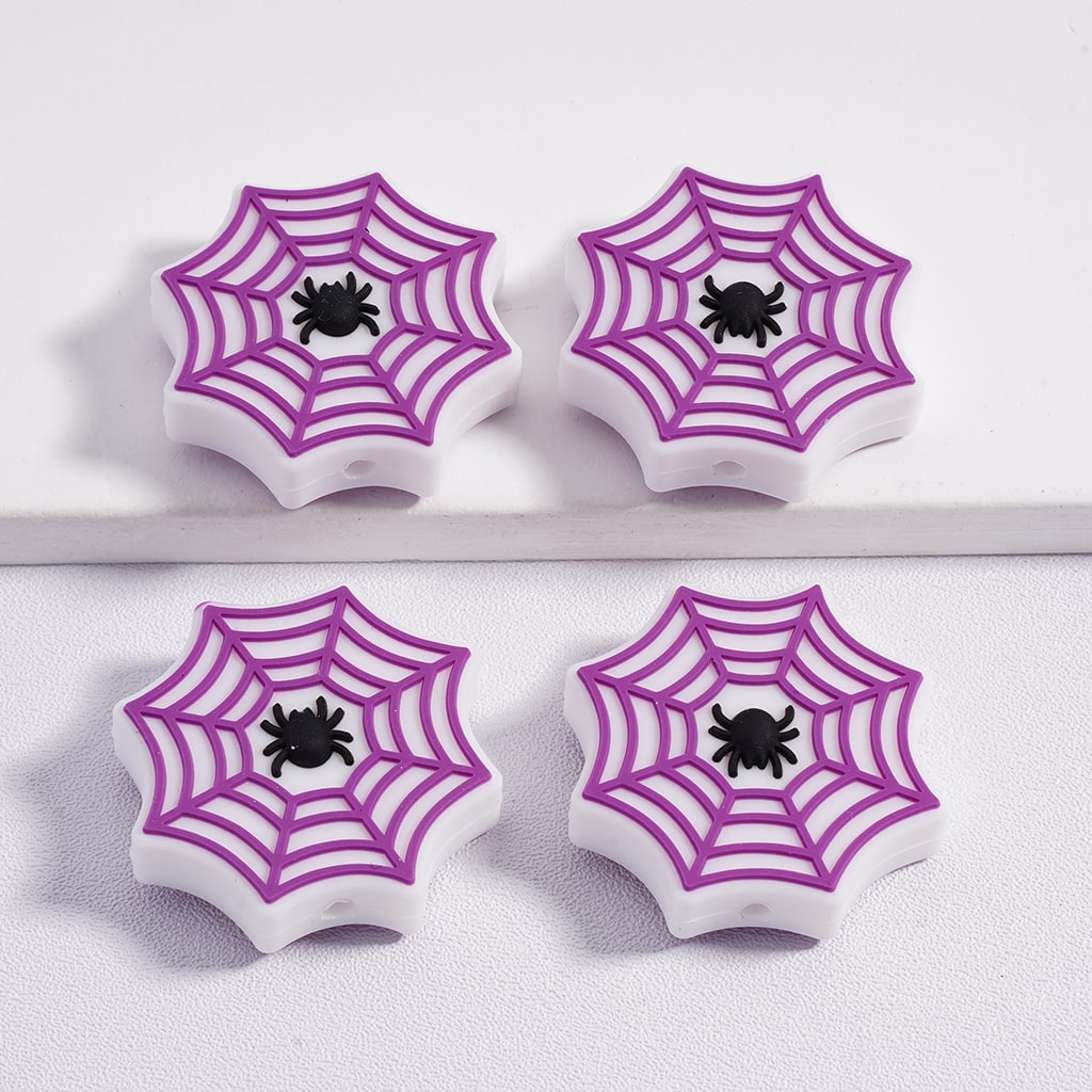 Silicone Focal Beads Vivid Spider Web Halloween