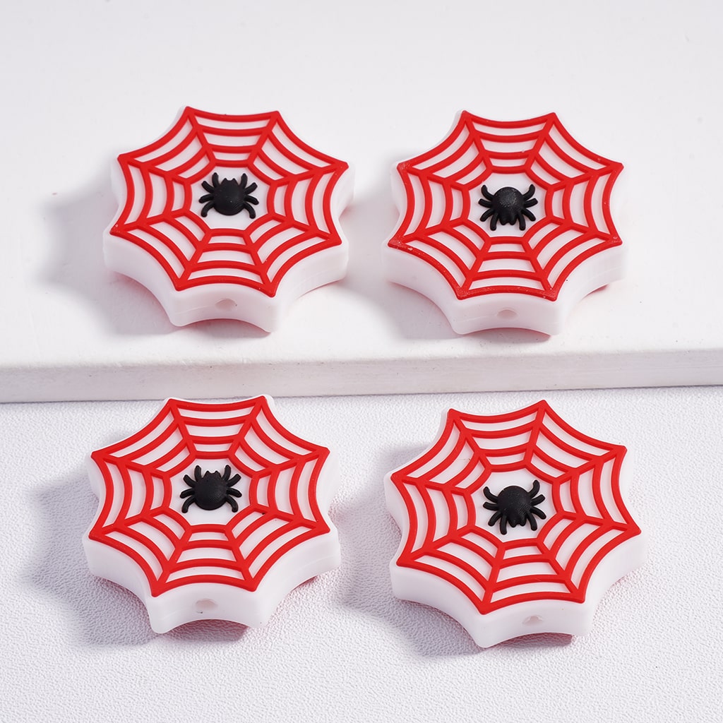 Silicone Focal Beads Vivid Spider Web Halloween