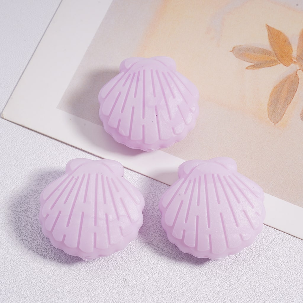 Silicone Focal Beads Cute Shells in Solid Color
