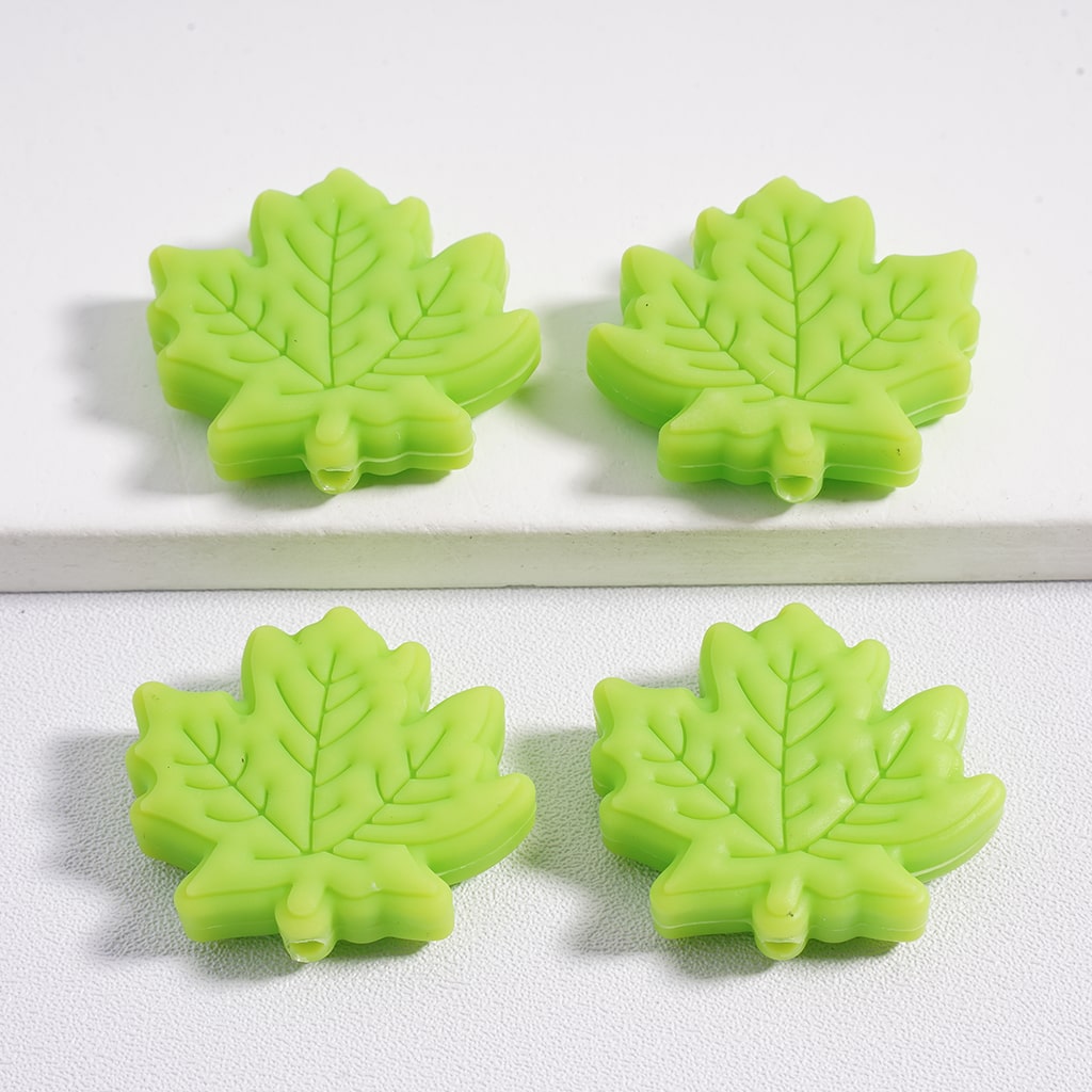 Silicone Focal Beads Cute Maple Leaves in Solid Color