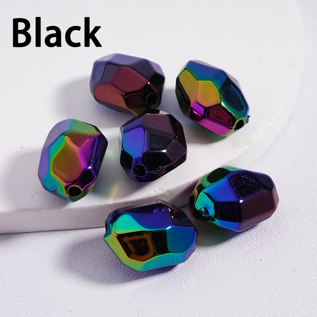 Acrylic Beads Luminous UV Coating Irregular Shape with Mini Sections Multi-Color 14*20MM (Single Color is available for 200pcs(Whole Bag) Only)