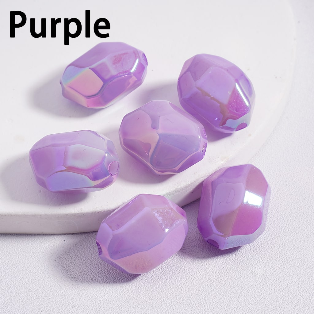 Acrylic Beads Luminous UV Coating Irregular Shape with Mini Sections Multi-Color 14*20MM (Single Color is available for 200pcs(Whole Bag) Only)