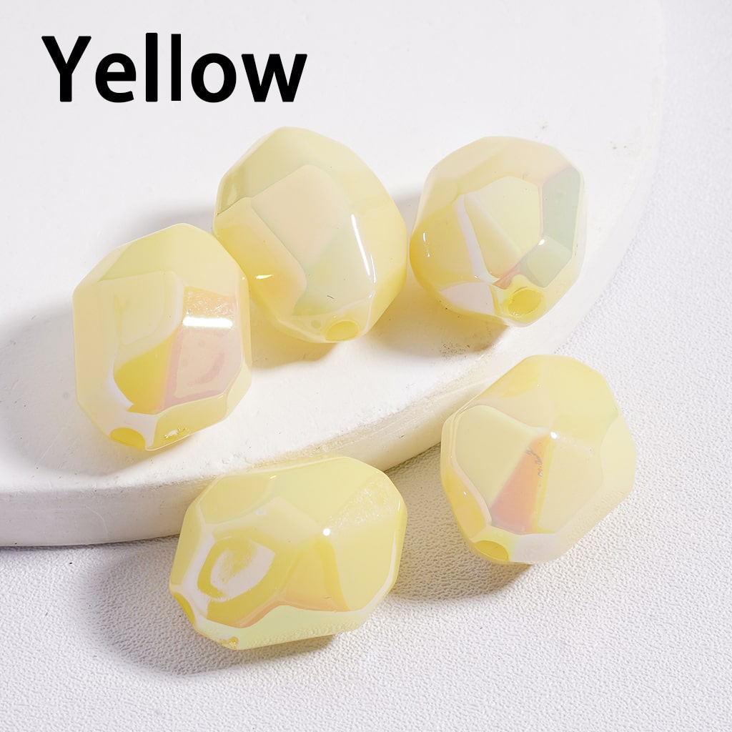 Acrylic Beads Luminous UV Coating Irregular Shape with Mini Sections Multi-Color 14*20MM (Single Color is available for 200pcs(Whole Bag) Only)