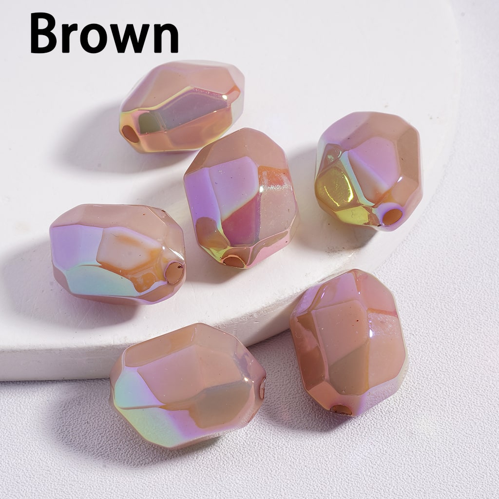 Acrylic Beads Luminous UV Coating Irregular Shape with Mini Sections Multi-Color 14*20MM (Single Color is available for 200pcs(Whole Bag) Only)
