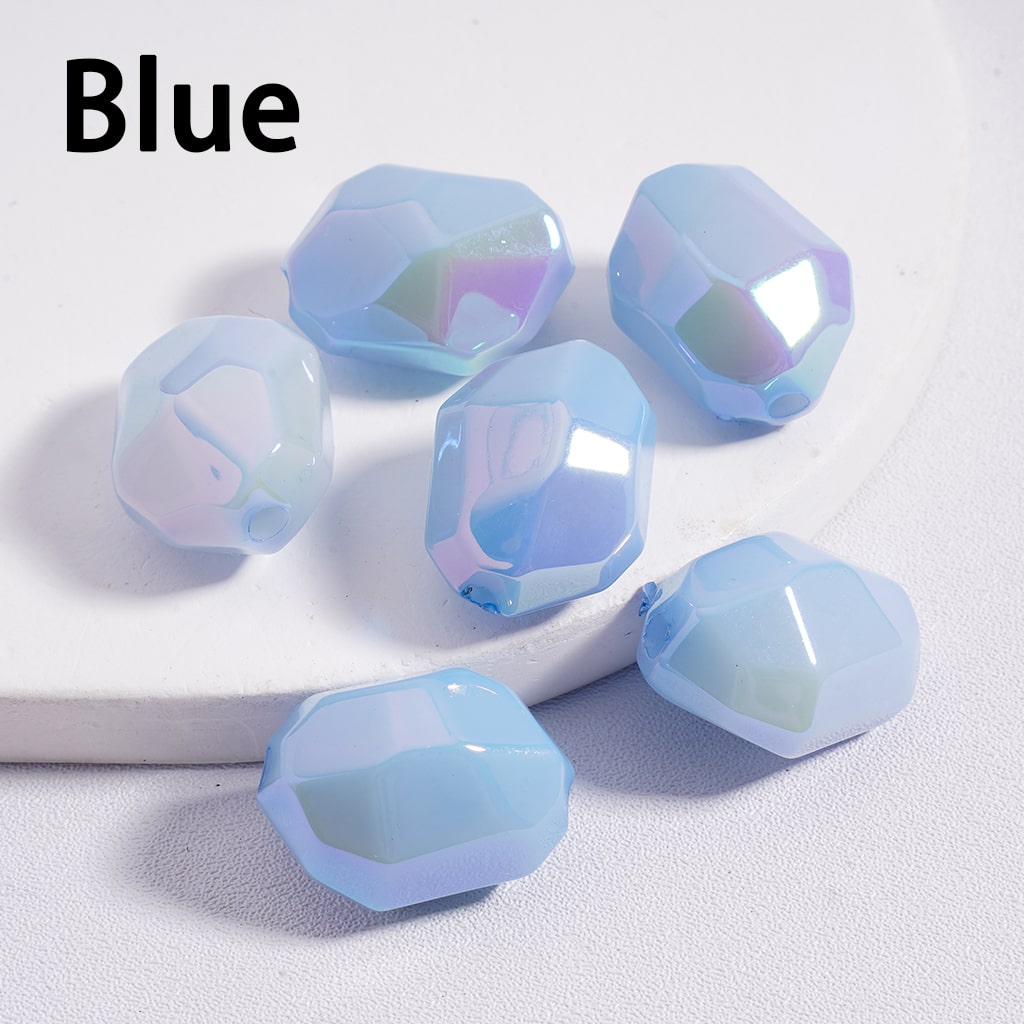 Acrylic Beads Luminous UV Coating Irregular Shape with Mini Sections Multi-Color 14*20MM (Single Color is available for 200pcs(Whole Bag) Only)