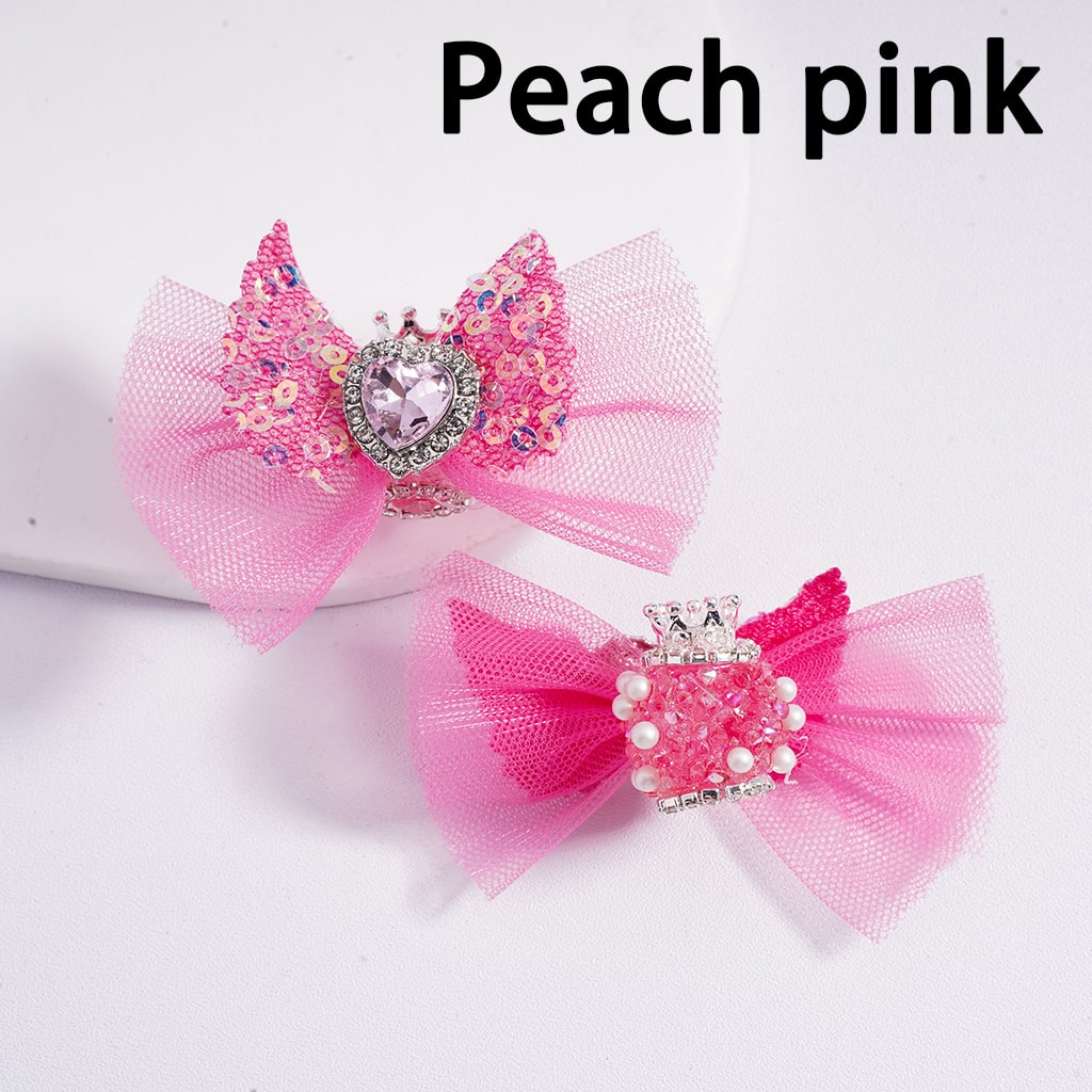Acrylic Beads with Large Heart Rhinestone Silver Alloy Crown Clear Rhinestone Chains White Pearls Fabric Bowknot