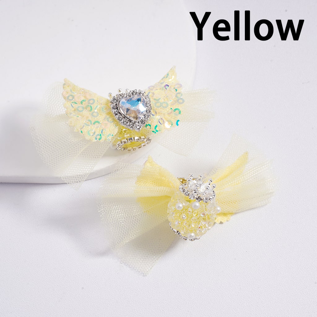 Acrylic Beads with Large Heart Rhinestone Silver Alloy Crown Clear Rhinestone Chains White Pearls Fabric Bowknot