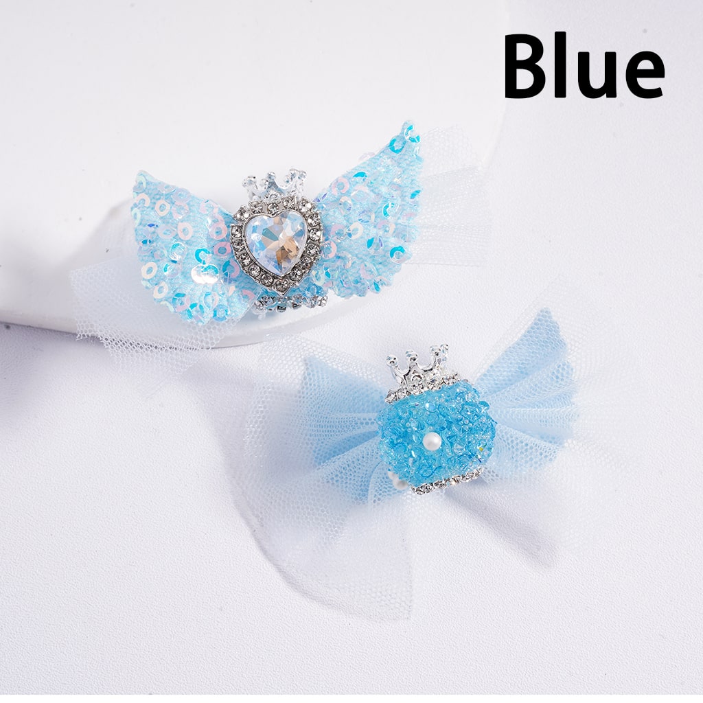 Acrylic Beads with Large Heart Rhinestone Silver Alloy Crown Clear Rhinestone Chains White Pearls Fabric Bowknot