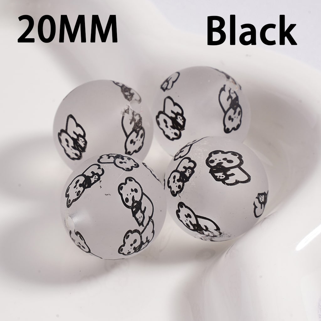 Acrylic Beads Frosted Matte Cute bear Prints Multi-Color 20MM (Single Color is available for 100pcs(Whole Bag) Only)