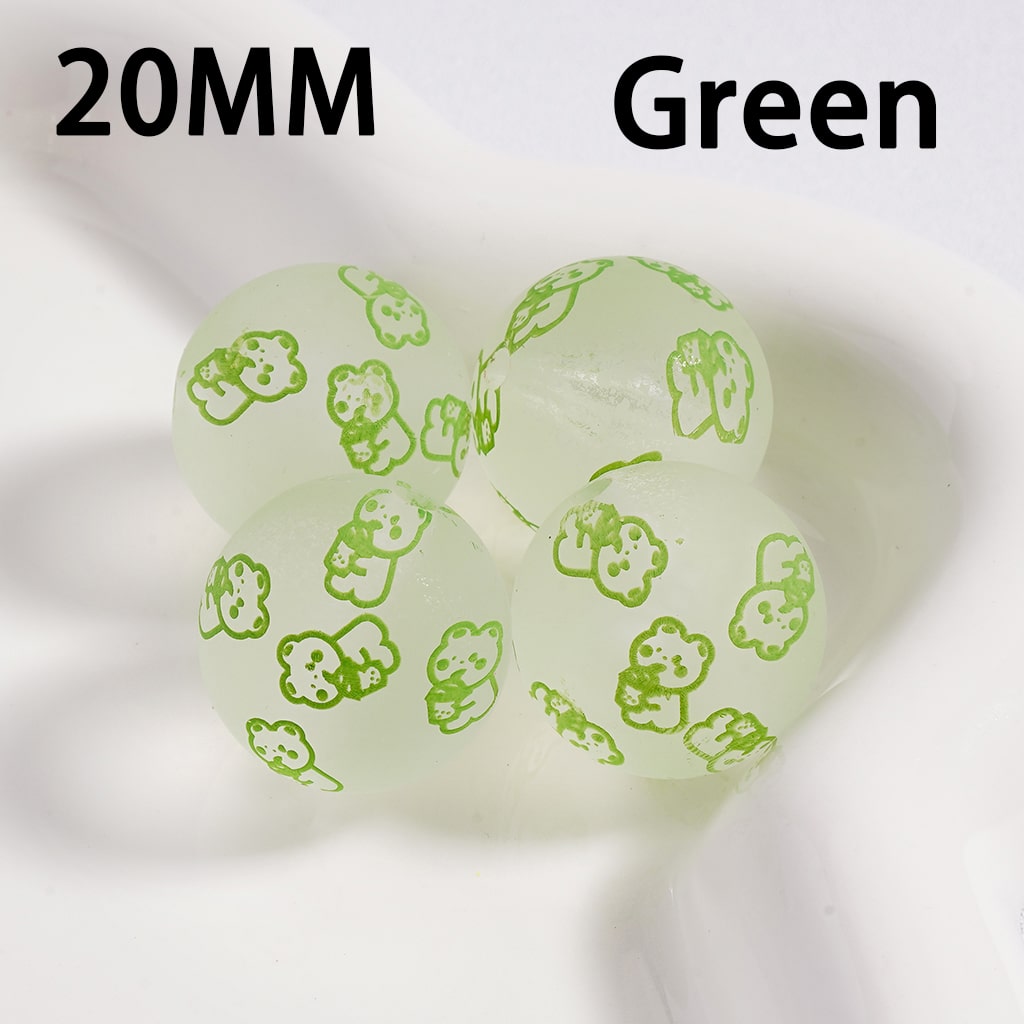 Acrylic Beads Frosted Matte Cute bear Prints Multi-Color 20MM (Single Color is available for 100pcs(Whole Bag) Only)