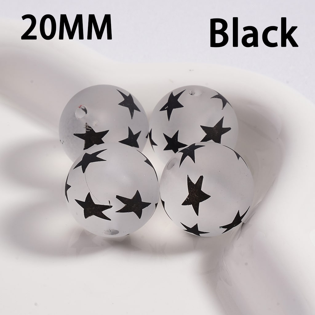 Acrylic Beads Frosted Matte Cute Five-Pointed Star Prints Multi-Color 20MM (Single Color is available for 100pcs(Whole Bag) Only)