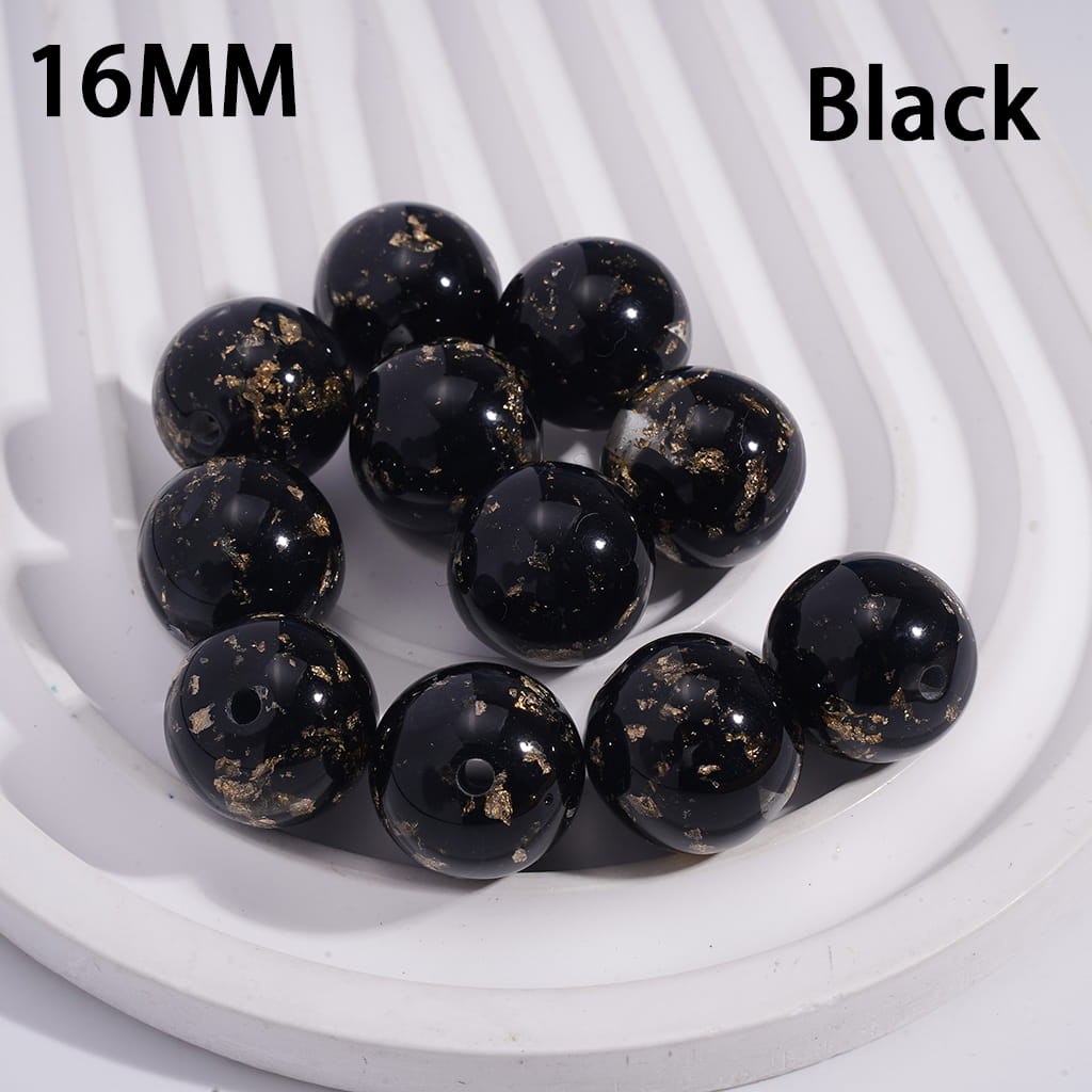 Acrylic Beads for Bracelets with Gold Foil Paper & Crescent Shape Broken Shell Flakes in Cat Eye Style, 16MM, Multi-Color