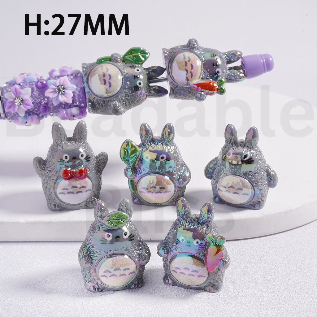 Acrylic Beads UV Coating Cute Totor Japan Anime Solid Color 27MM Height, Random Mix