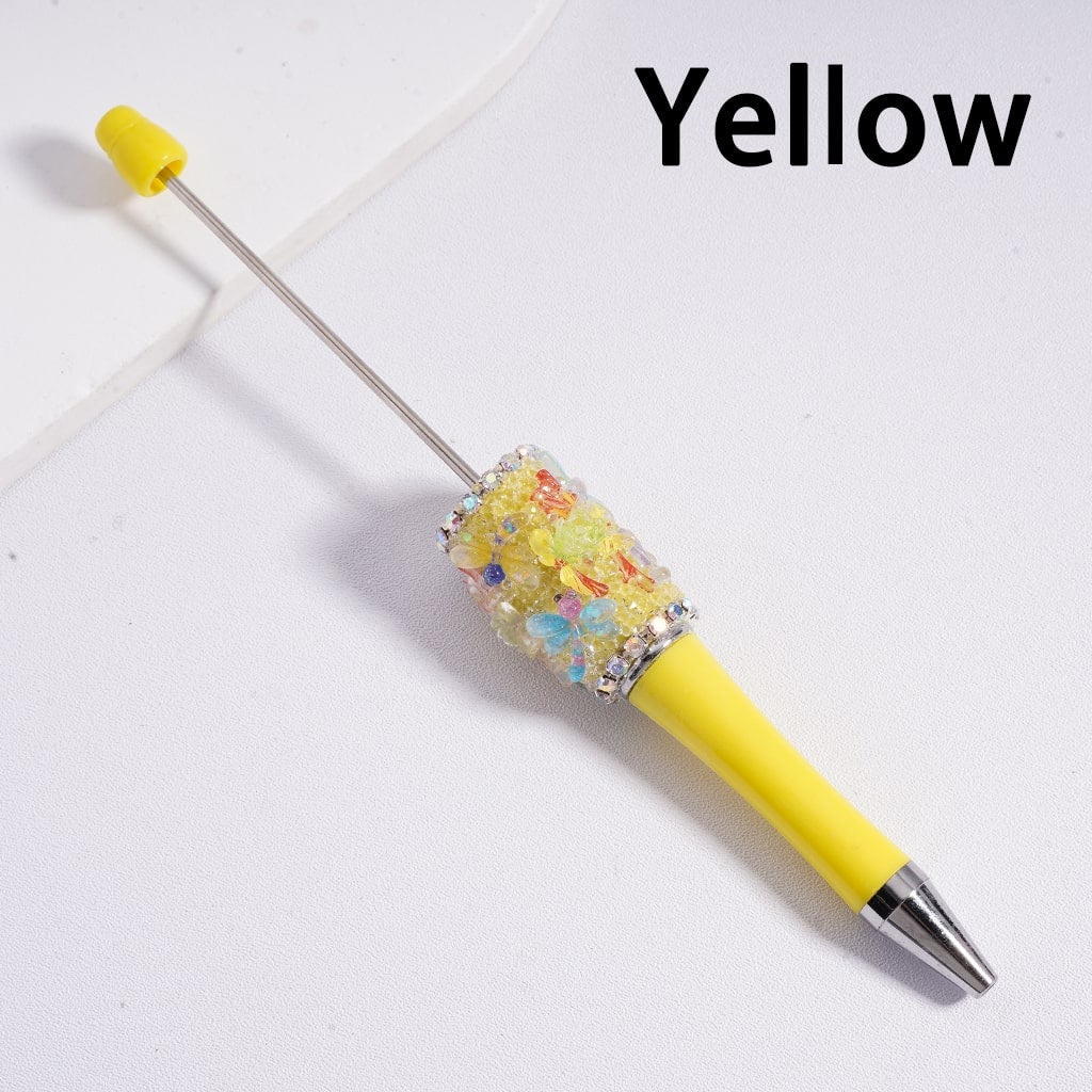 Beadable Clay Pen Luminous with AB Rhinestone Chains Clear Sugar Cute Dragonfly Flowers