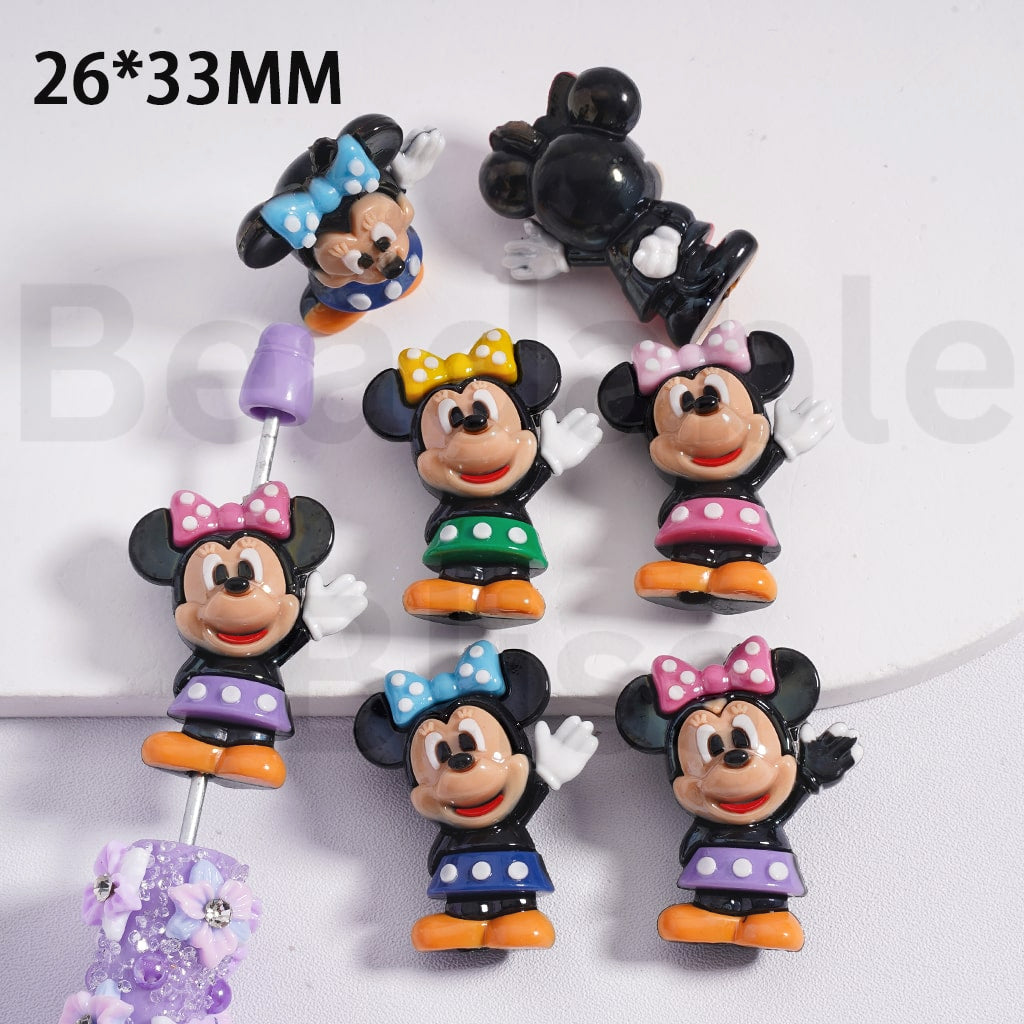 Soft PVC Rubber Beads Cute Minni Mouse with Bowknot, 26*33MM, Random Mix