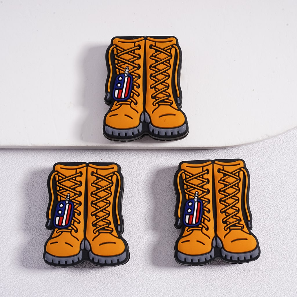 Silicone Focal Beads USA America Veteran Series Skeleton Skull Head Army Boots