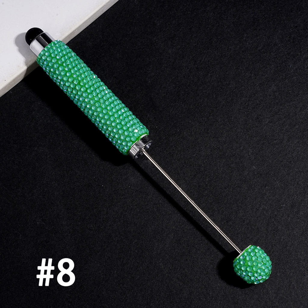 Beadable Clay Stylus Pens with UV Coated Sparkling Rhinestones Covering the Entire Pen, Multi-Color