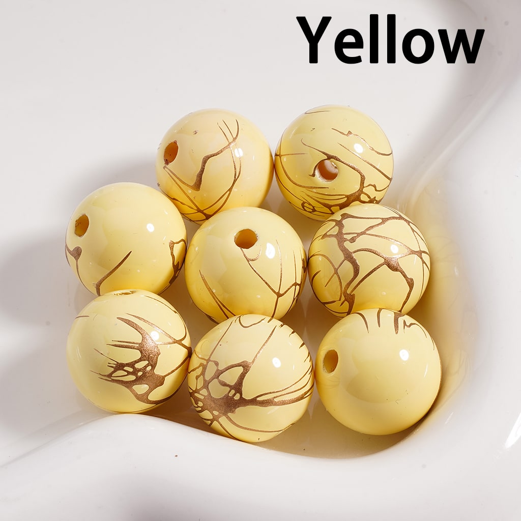 Acrylic Beads Gold Stripes in Solid Color 16MM (Single Color is available for 200pcs(whole bag) Only)