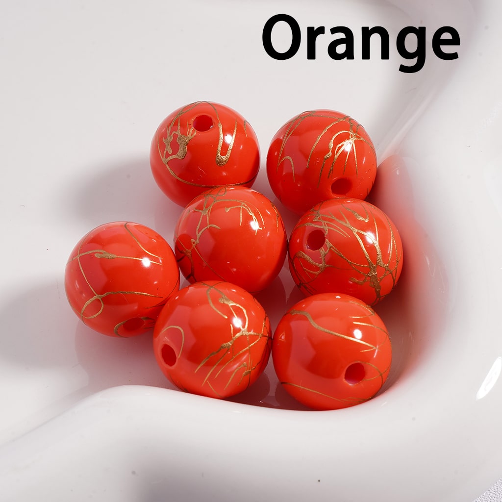 Acrylic Beads Gold Stripes in Solid Color 16MM (Single Color is available for 200pcs(whole bag) Only)
