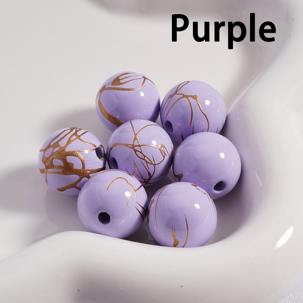 Acrylic Beads Gold Stripes in Solid Color 16MM (Single Color is available for 200pcs(whole bag) Only)