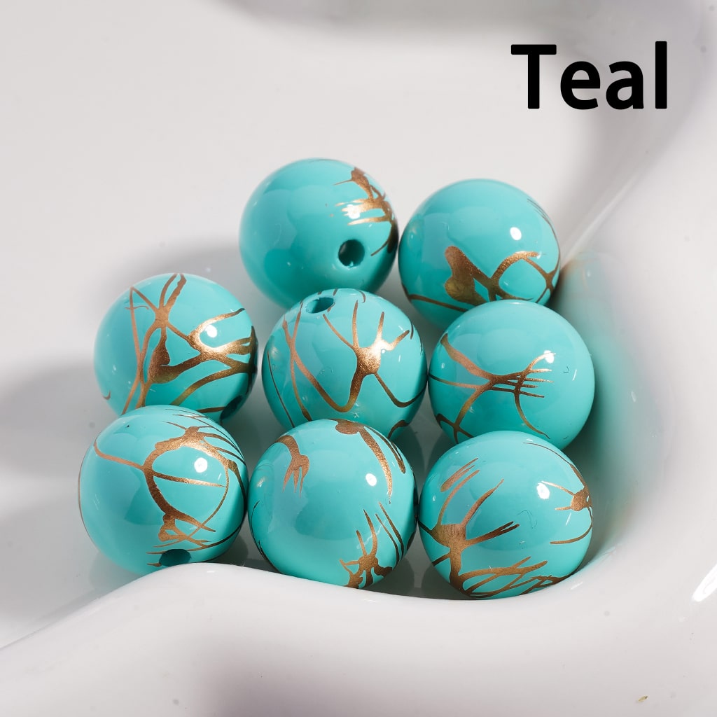 Acrylic Beads Gold Stripes in Solid Color 16MM (Single Color is available for 200pcs(whole bag) Only)