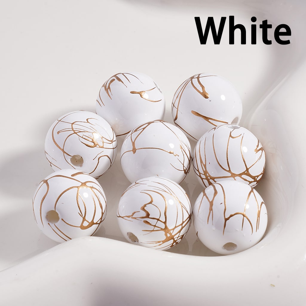 Acrylic Beads Gold Stripes in Solid Color 16MM (Single Color is available for 200pcs(whole bag) Only)