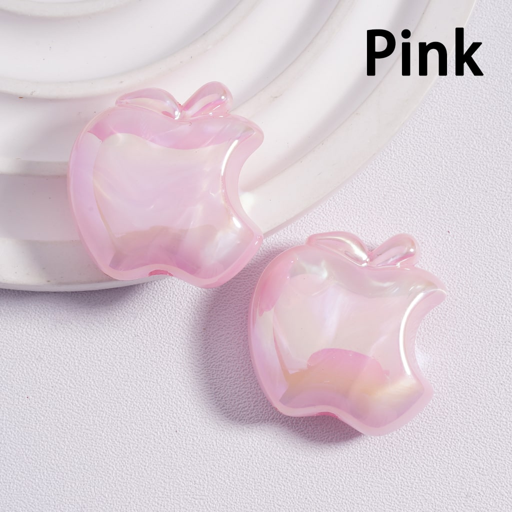 Acrylic Beads UV Coating Cute Flat Apple Multi-Color 24*25MM (Single Color is available for 200pcs(whole bag) Only)